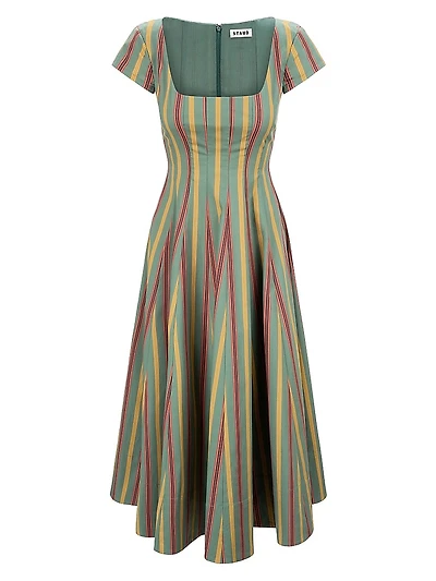 Wells Striped Stretch-Cotton Square-Neck Midi-Dress