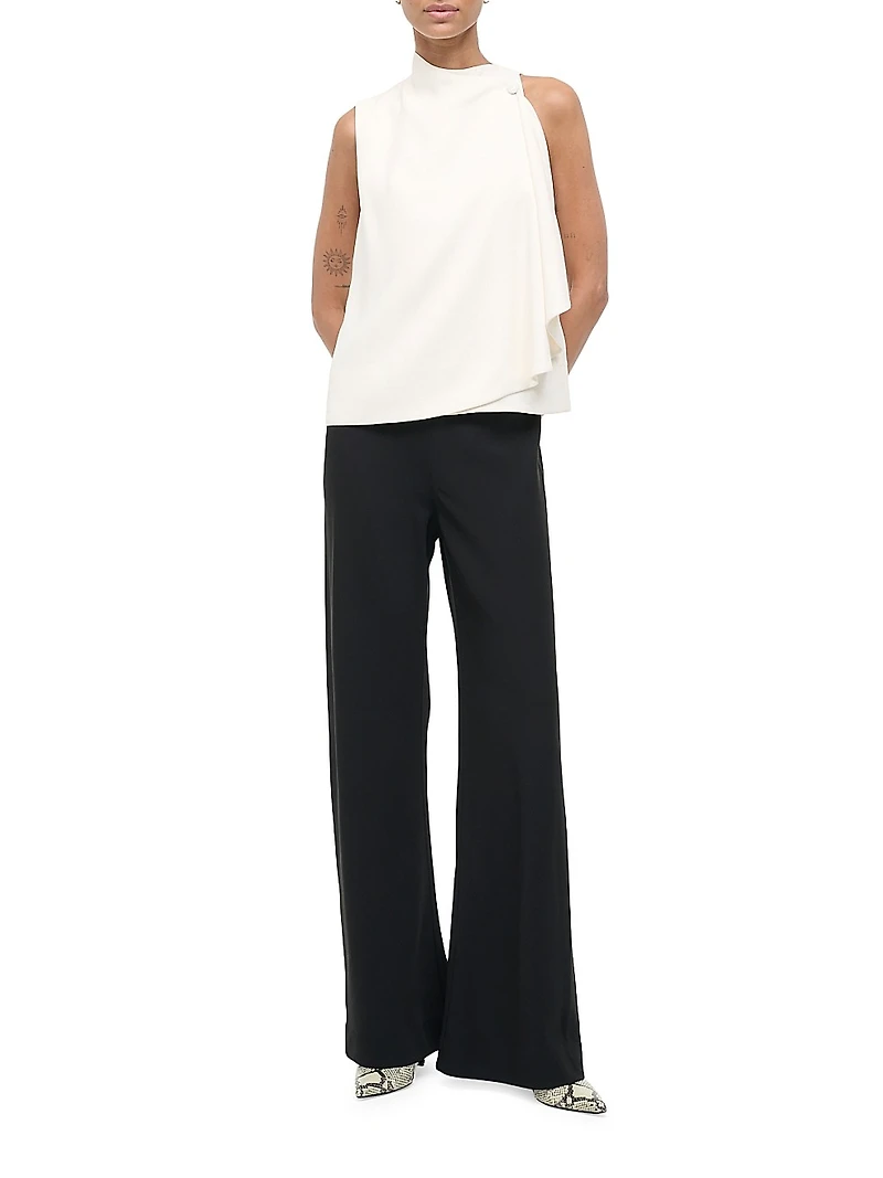 Sierra Draped Stretch-Silk Sleeveless Top