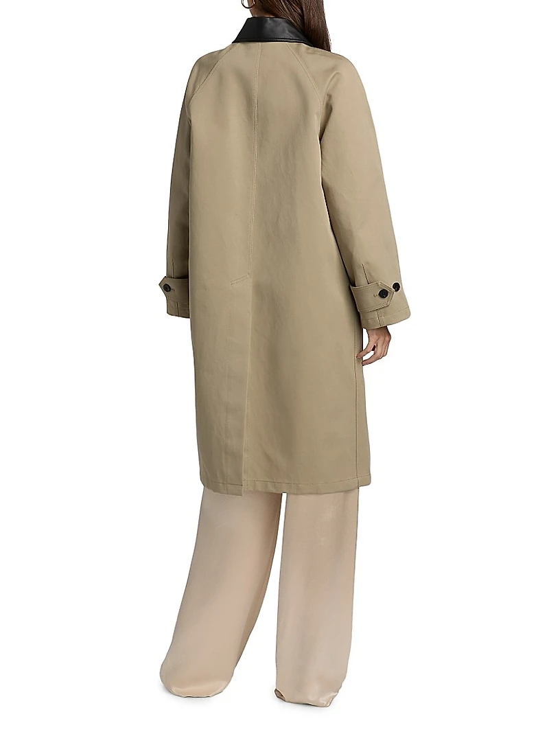 Jackson Leather Collar Long Coat