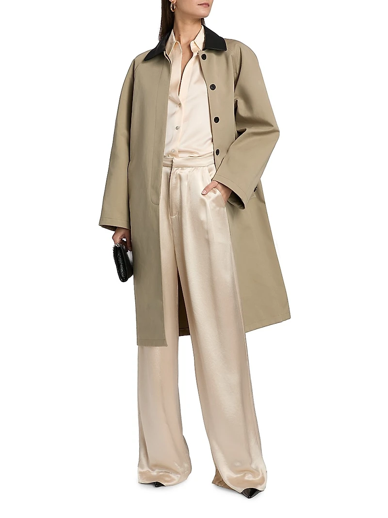 Jackson Leather Collar Long Coat