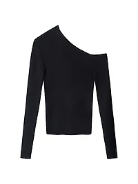 Lois Rib-Knit One-Shoulder Sweater