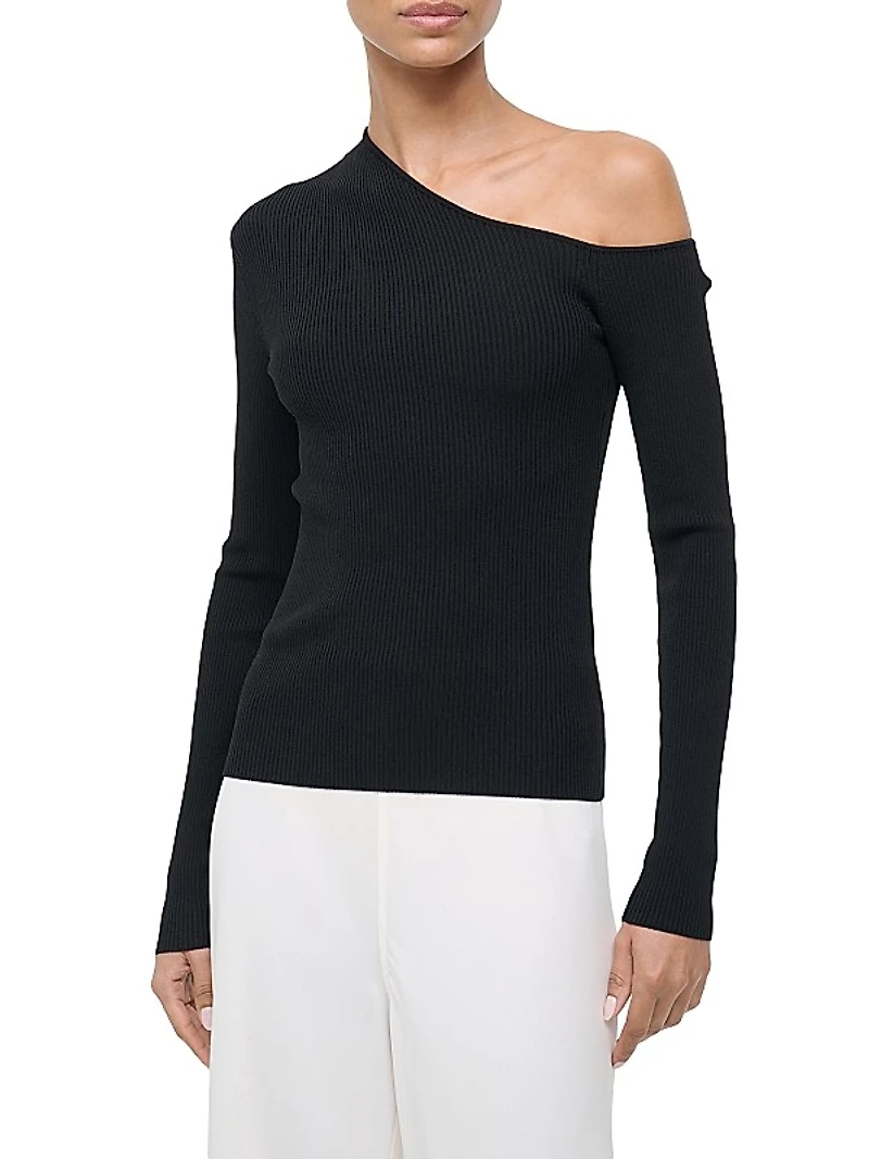 Lois Rib-Knit One-Shoulder Sweater