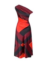 Phare Abstract Stretch-Silk One-Shoulder Dress
