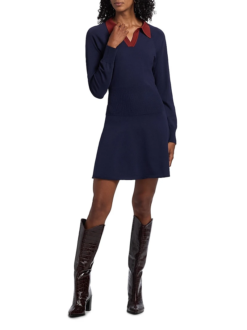 Gene Split Collar Minidress