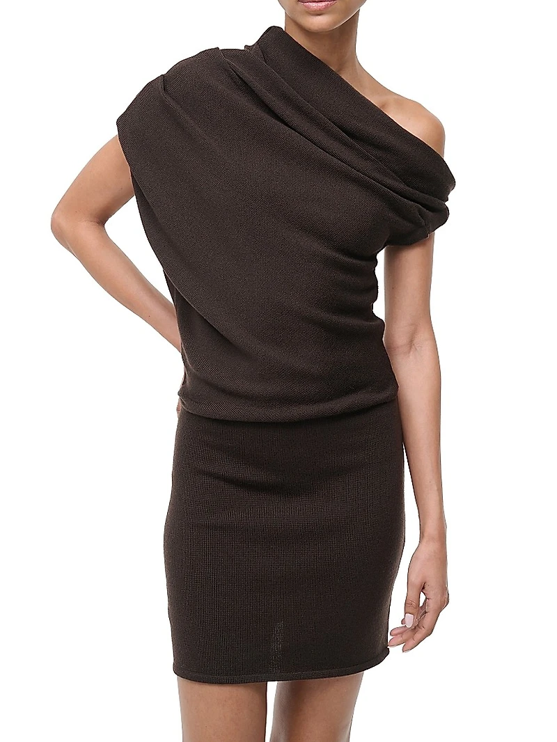 Mabel Merino Wool One-Shoulder Minidress