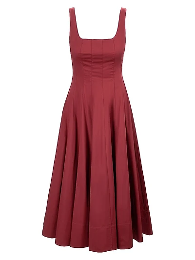 Wells Seamed Stretch Cotton Midi-Dress
