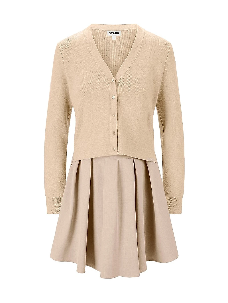 Milo V-Neck Long-Sleeve Combo Minidress