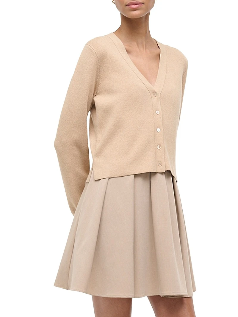 Milo V-Neck Long-Sleeve Combo Minidress