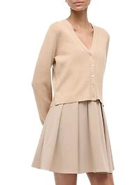 Milo V-Neck Long-Sleeve Combo Minidress