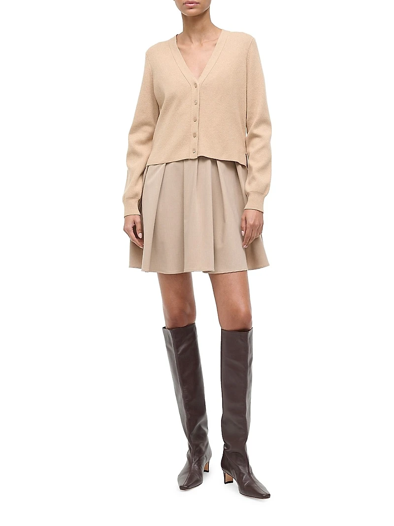 Milo V-Neck Long-Sleeve Combo Minidress