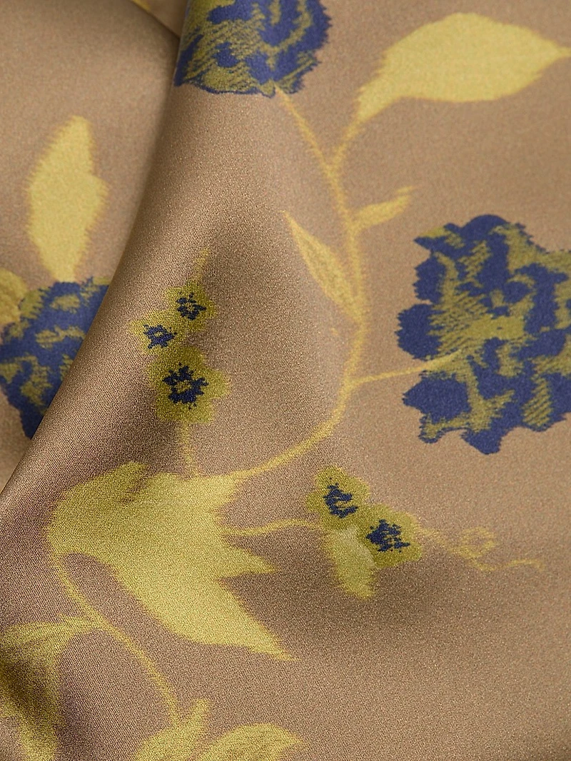 Phare Asymmetric Floral Silk Midi-Dress
