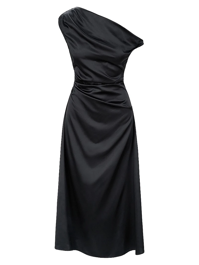 Phare Silk One-Shoulder Midi-Dress