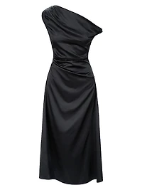 Phare Silk One-Shoulder Midi-Dress