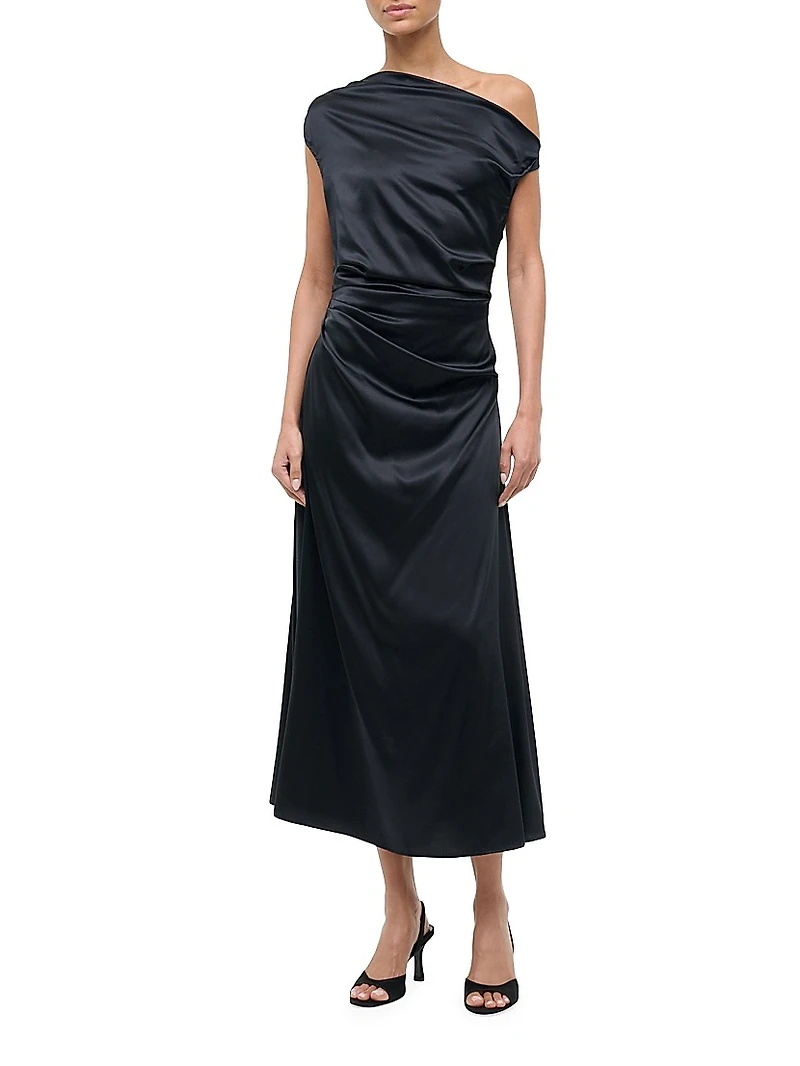 Phare Silk One-Shoulder Midi-Dress