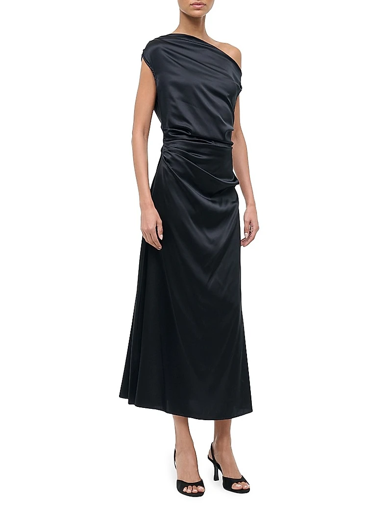 Phare Silk One-Shoulder Midi-Dress