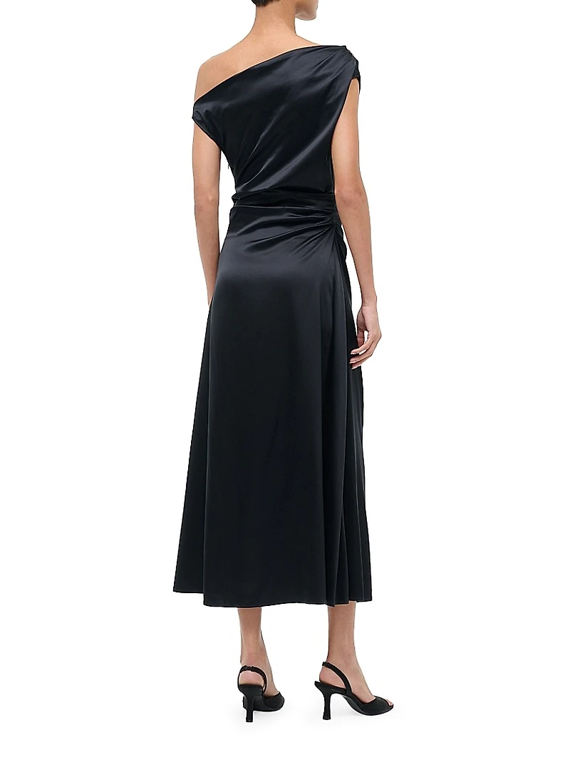 Phare Silk One-Shoulder Midi-Dress