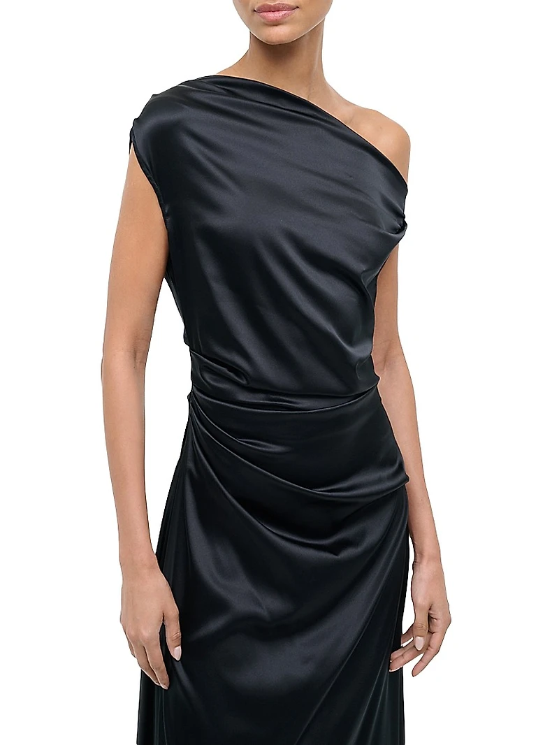 Phare Silk One-Shoulder Midi-Dress