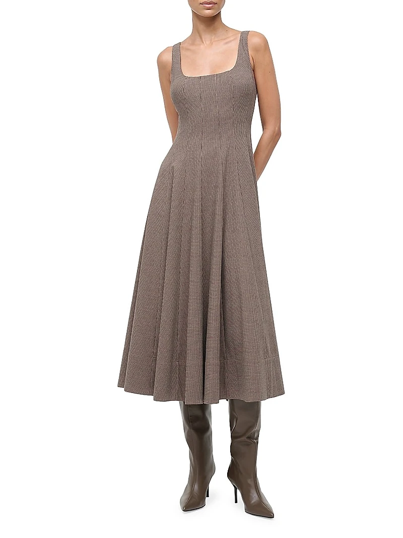 Wells Houndstooth Midi-Dress