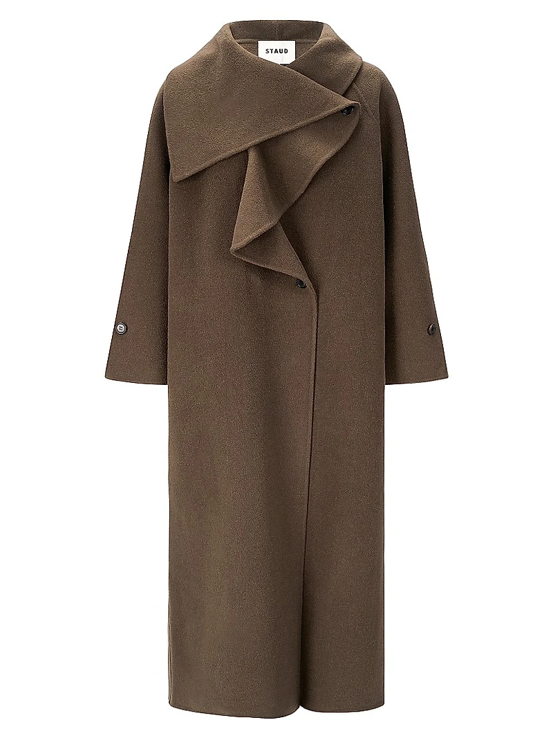 Noah Wool-Blend Asymmetric-Lapel Long Coat