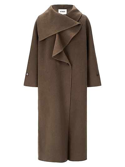 Noah Wool-Blend Asymmetric-Lapel Long Coat