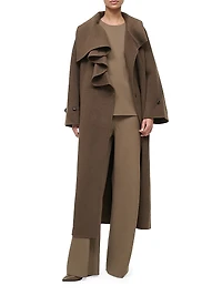 Noah Wool-Blend Asymmetric-Lapel Long Coat