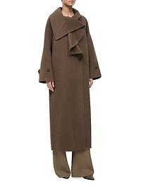 Noah Wool-Blend Asymmetric-Lapel Long Coat