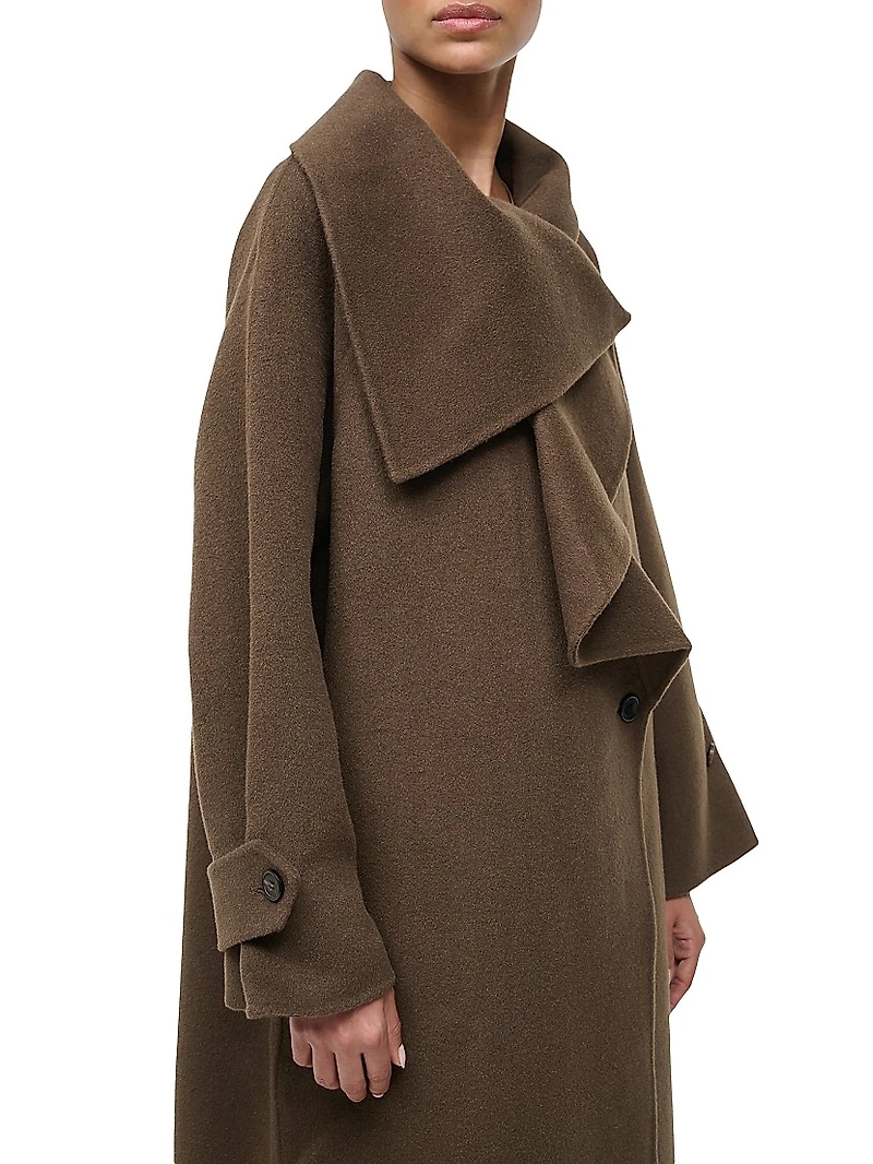 Noah Wool-Blend Asymmetric-Lapel Long Coat