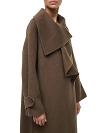 Noah Wool-Blend Asymmetric-Lapel Long Coat