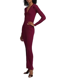 Shoko Rib-Knit Button-Front Maxi Dress