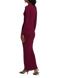 Shoko Rib-Knit Button-Front Maxi Dress