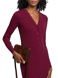 Shoko Rib-Knit Button-Front Maxi Dress