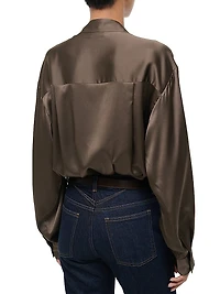 Eve Stretch-Silk Surplice-Neck Bodysuit