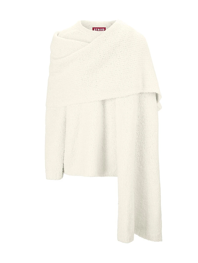 Siren Scarf-Detailed Bouclé Yarn Sweater