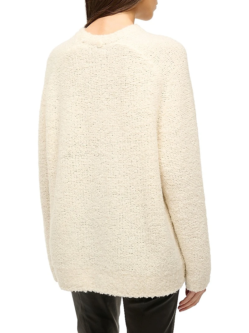Siren Scarf-Detailed Bouclé Yarn Sweater