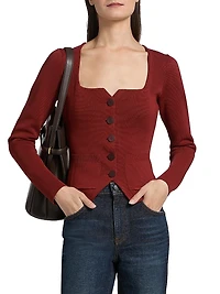 Rachela Knit Button-Front Top