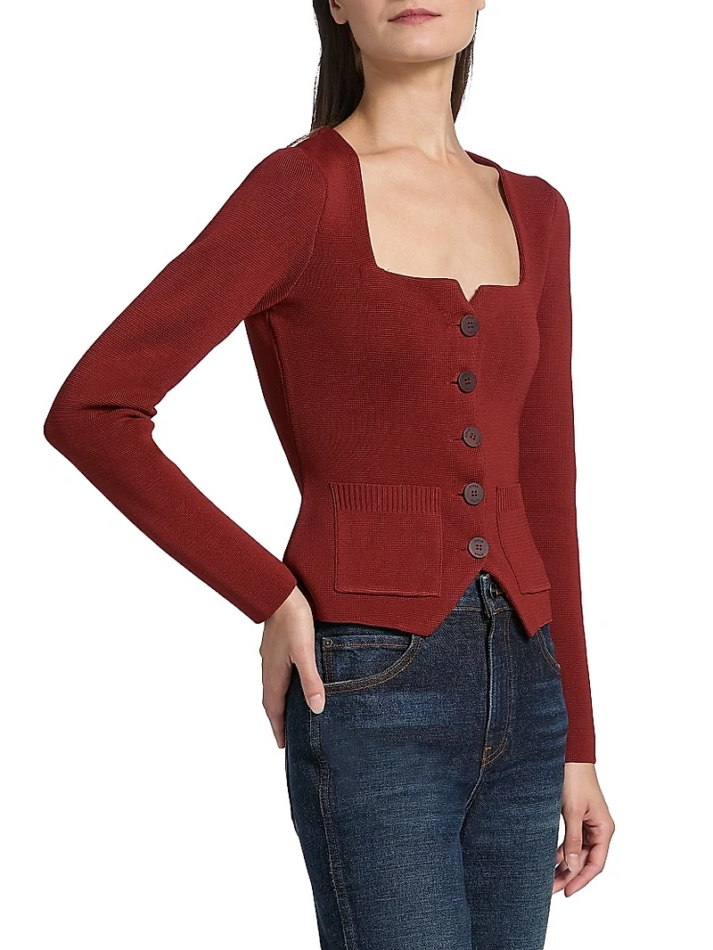Rachela Knit Button-Front Top