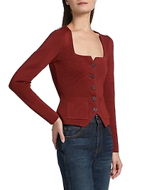 Rachela Knit Button-Front Top