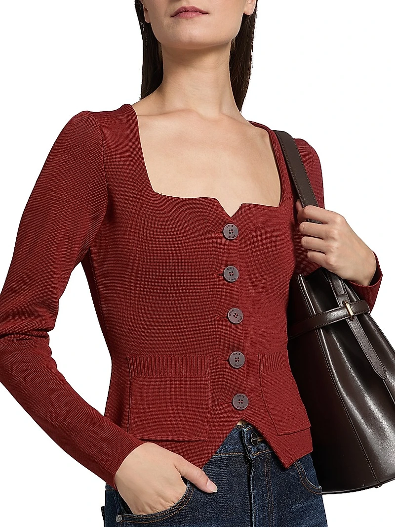 Rachela Knit Button-Front Top