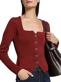 Rachela Knit Button-Front Top