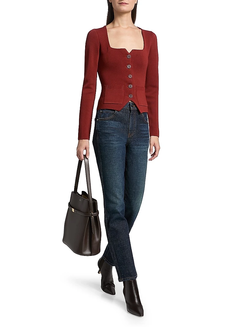 Rachela Knit Button-Front Top