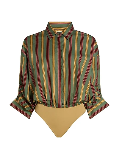 Traverse Striped Stretch-Cotton Bodysuit