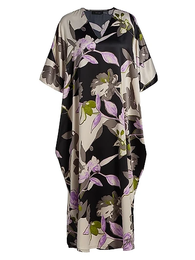 Tsubaki Floral Charmeuse Midi-Dress