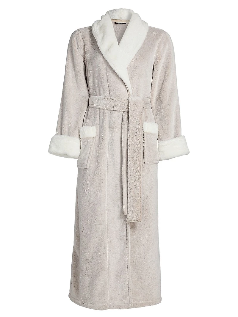 Frosted Faux Fur Velour Belted Robe