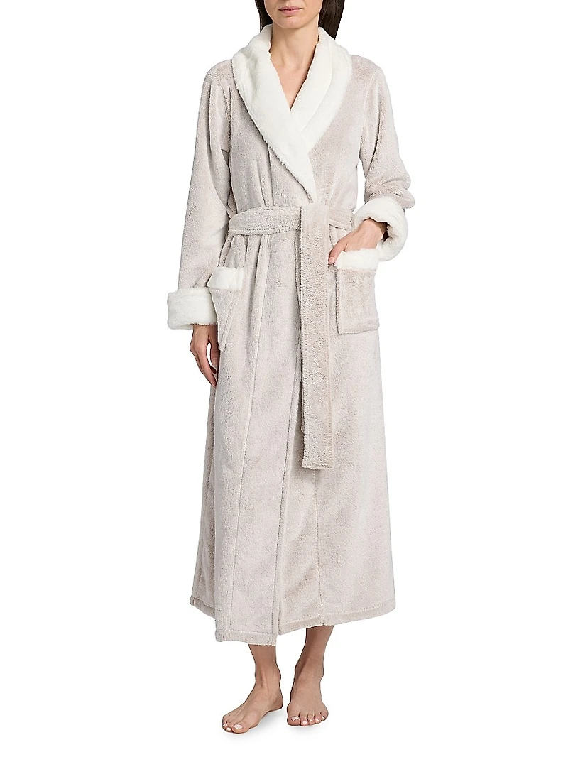 Frosted Faux Fur Velour Belted Robe