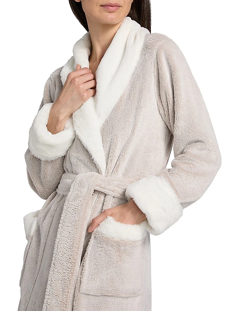 Frosted Faux Fur Velour Belted Robe