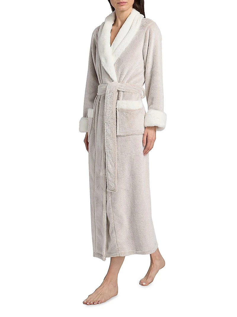 Frosted Faux Fur Velour Belted Robe