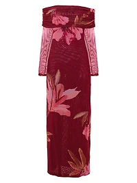 Off-The-Shoulder Tulle Maxi Dress
