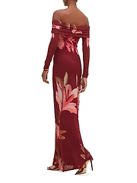 Off-The-Shoulder Tulle Maxi Dress