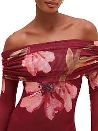 Off-The-Shoulder Tulle Maxi Dress