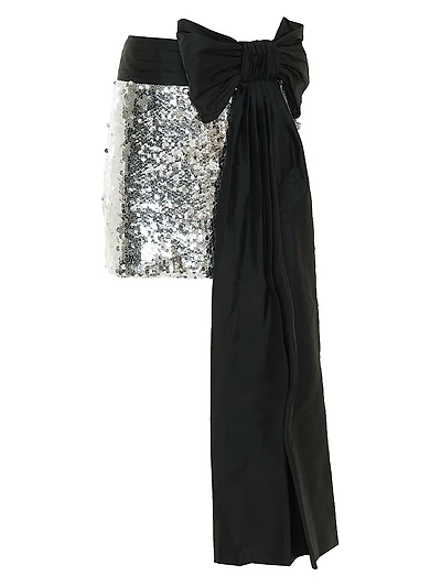 Moonlight Sequin Bow-Accented Miniskirt